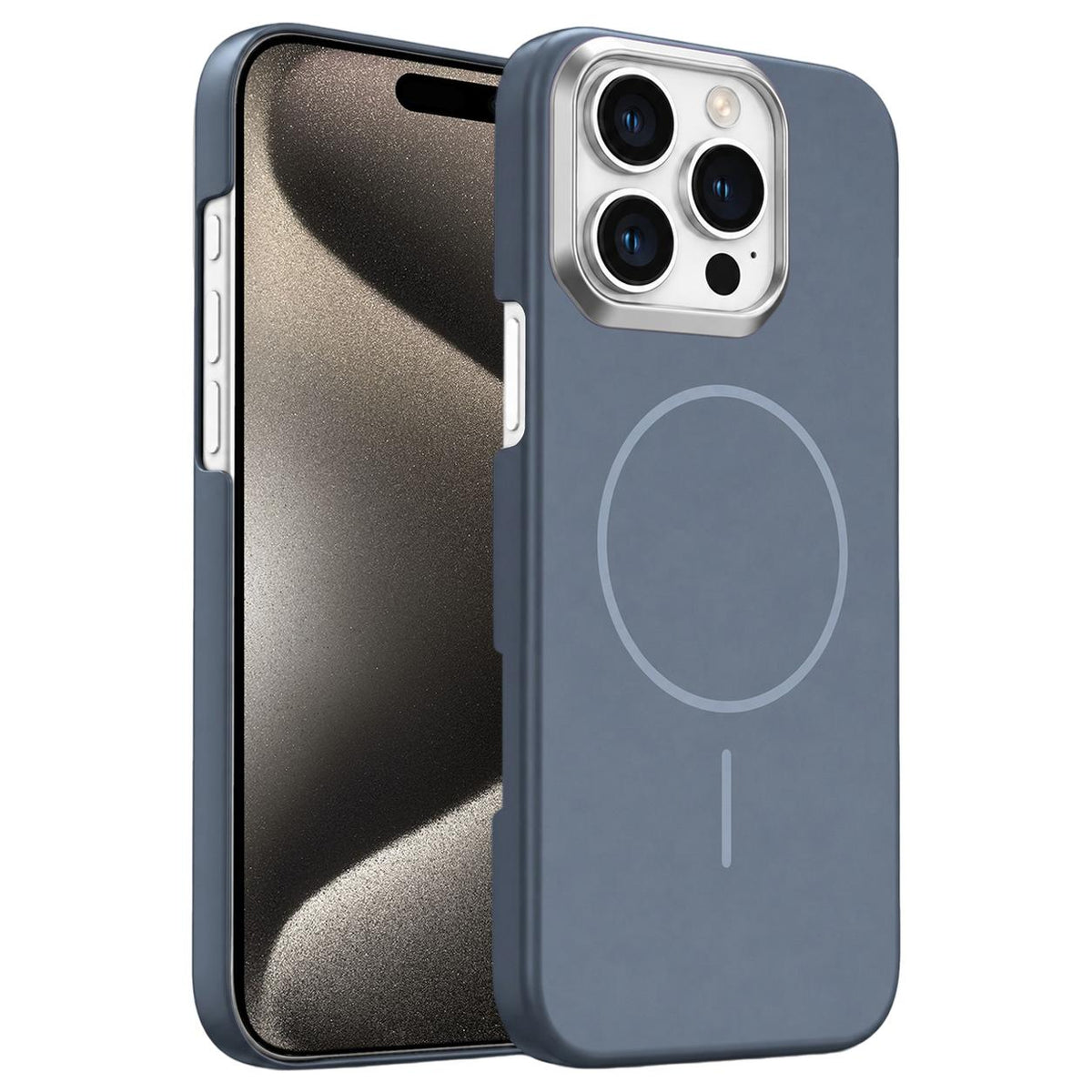 For iPhone 15 Pro Gold Armor PC Thin Circle MagSafe Shockproof Phone Case - Carbon Grey - EDA009692708H