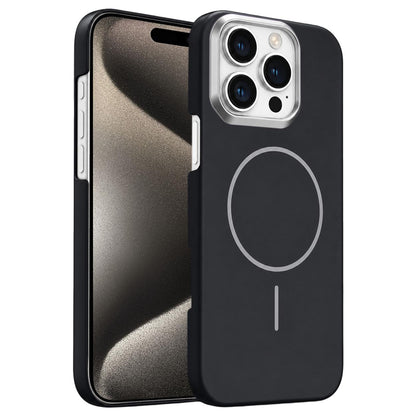 For iPhone 15 Pro Gold Armor PC Thin Circle MagSafe Shockproof Phone Case - Black - EDA009692708I