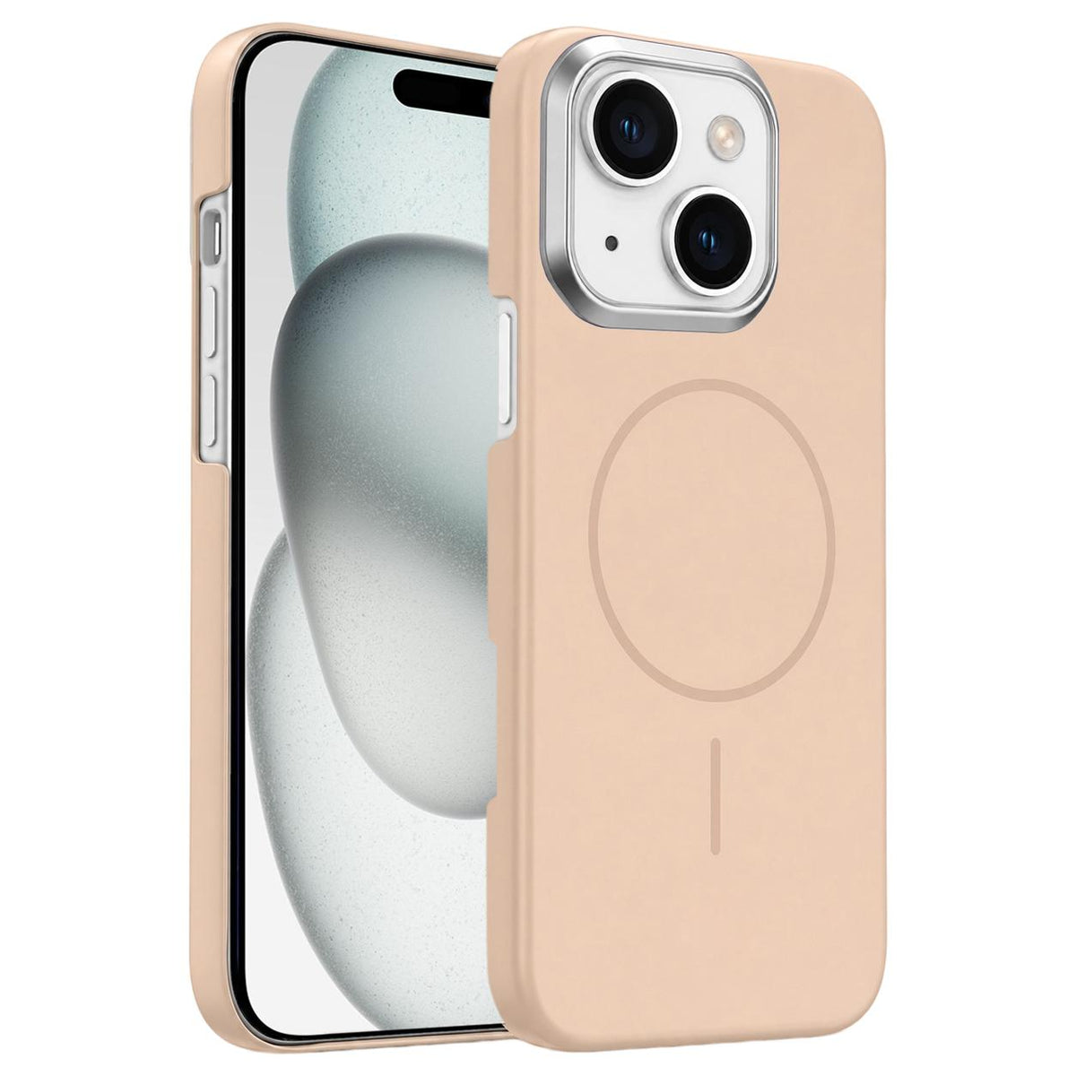For iPhone 15 Plus Gold Armor PC Thin Circle MagSafe Shockproof Phone Case - Desert Gold - EDA009692709D