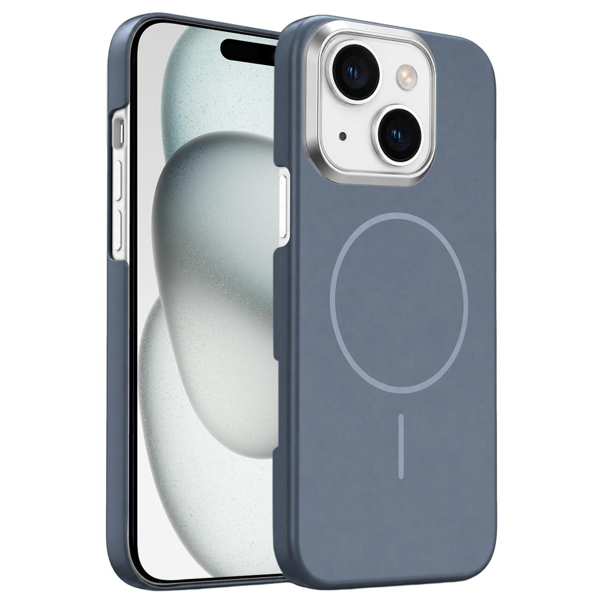 For iPhone 15 Plus Gold Armor PC Thin Circle MagSafe Shockproof Phone Case - Carbon Grey - EDA009692709H