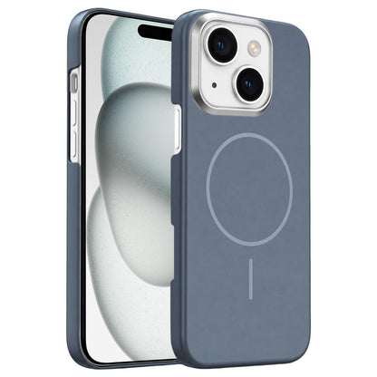 For iPhone 15 Plus Gold Armor PC Thin Circle MagSafe Shockproof Phone Case - Carbon Grey - EDA009692709H