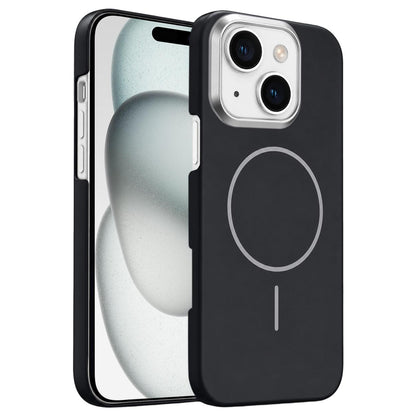 For iPhone 15 Plus Gold Armor PC Thin Circle MagSafe Shockproof Phone Case - Black - EDA009692709I