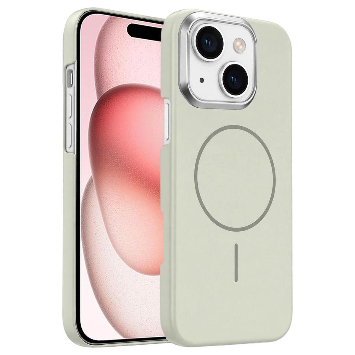 For iPhone 15 Gold Armor PC Thin Circle MagSafe Shockproof Phone Case - Summit Stone - EDA009692710B