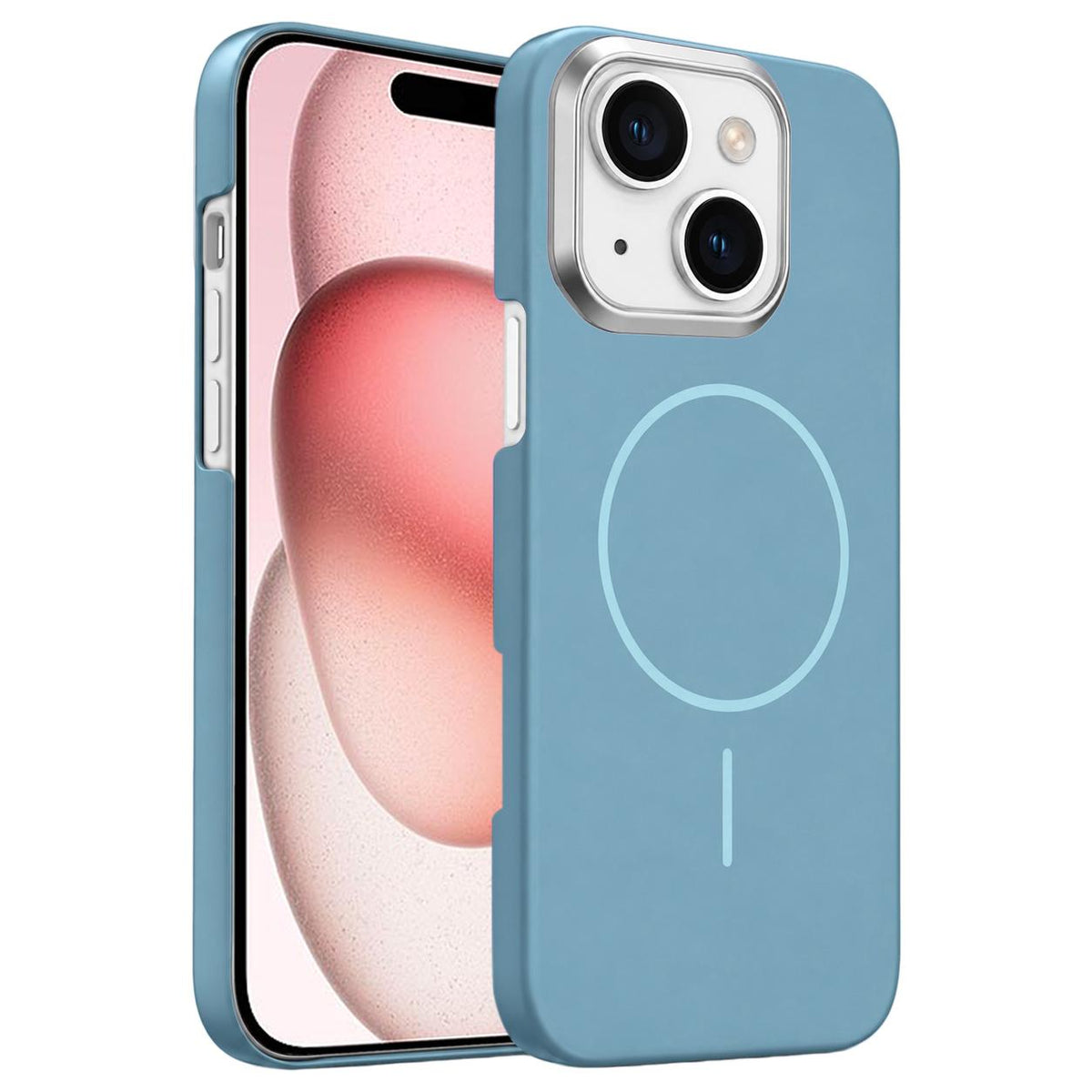 For iPhone 15 Gold Armor PC Thin Circle MagSafe Shockproof Phone Case - Ocean Blue - EDA009692710G