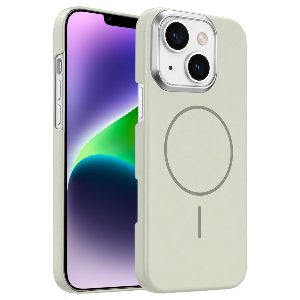 For iPhone 14 Plus Gold Armor PC Thin Circle MagSafe Shockproof Phone Case - Summit Stone - EDA009692711B