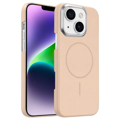 For iPhone 14 Plus Gold Armor PC Thin Circle MagSafe Shockproof Phone Case - Desert Gold - EDA009692711D