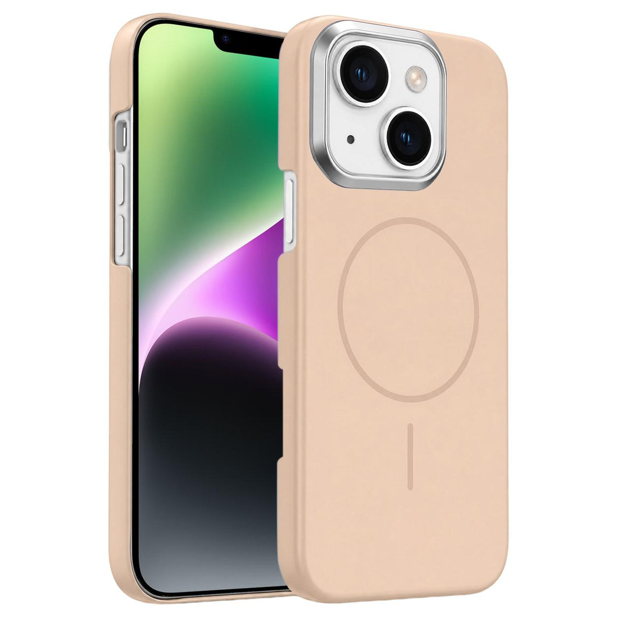 For iPhone 14 Gold Armor PC Thin Circle MagSafe Shockproof Phone Case - Desert Gold - EDA009692712D