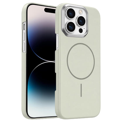 For iPhone 14 Pro Gold Armor PC Thin Circle MagSafe Shockproof Phone Case - Summit Stone - EDA009692713B