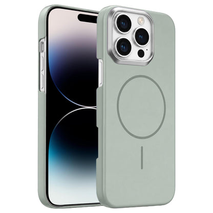 For iPhone 14 Pro Gold Armor PC Thin Circle MagSafe Shockproof Phone Case - Titanium Gray - EDA009692713C