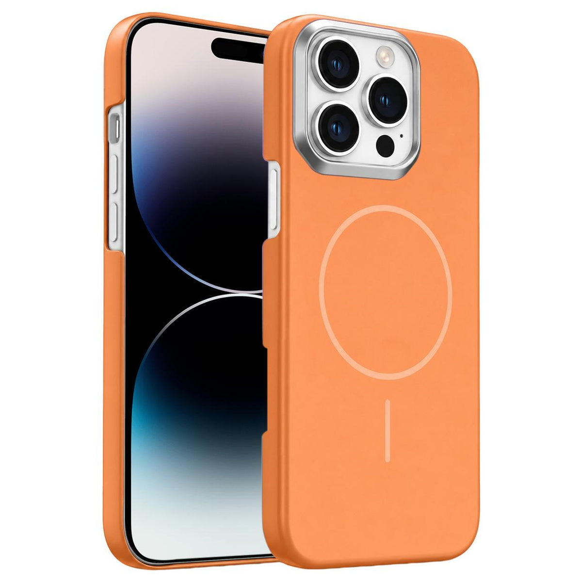 For iPhone 14 Pro Gold Armor PC Thin Circle MagSafe Shockproof Phone Case - Orange - EDA009692713E