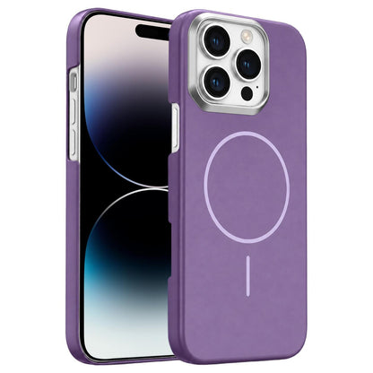 For iPhone 14 Pro Gold Armor PC Thin Circle MagSafe Shockproof Phone Case - Purple - EDA009692713F