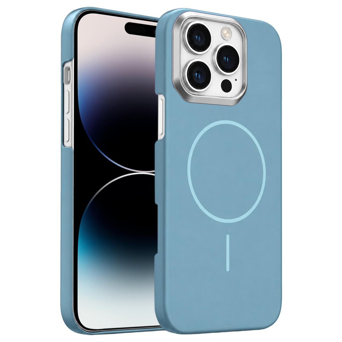 For iPhone 14 Pro Gold Armor PC Thin Circle MagSafe Shockproof Phone Case - Ocean Blue - EDA009692713G