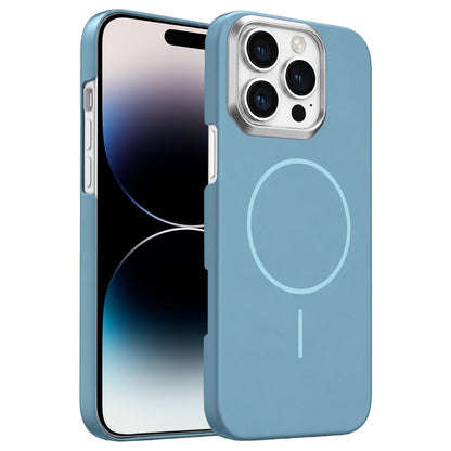 For iPhone 14 Pro Gold Armor PC Thin Circle MagSafe Shockproof Phone Case - Ocean Blue - EDA009692713G
