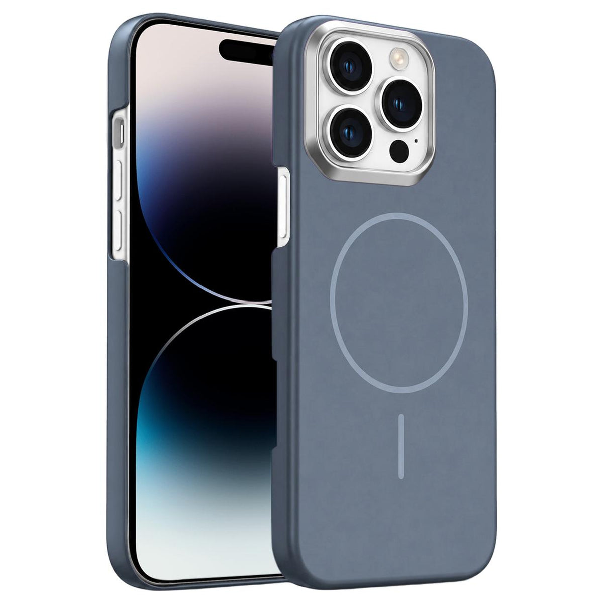 For iPhone 14 Pro Gold Armor PC Thin Circle MagSafe Shockproof Phone Case - Carbon Grey - EDA009692713H