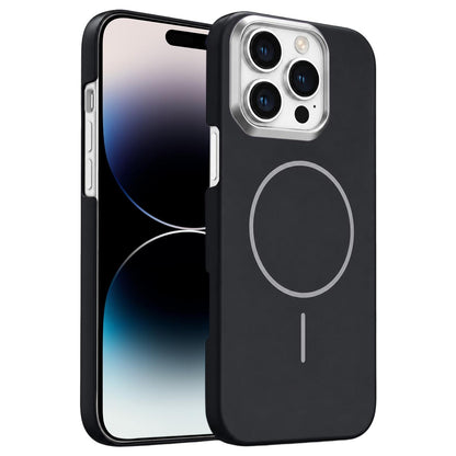 For iPhone 14 Pro Gold Armor PC Thin Circle MagSafe Shockproof Phone Case - Black - EDA009692713I