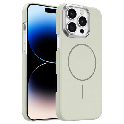 For iPhone 14 Pro Max Gold Armor PC Thin Circle MagSafe Shockproof Phone Case - Summit Stone - EDA009692714B