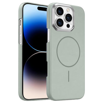 For iPhone 14 Pro Max Gold Armor PC Thin Circle MagSafe Shockproof Phone Case - Titanium Gray - EDA009692714C
