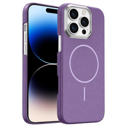 For iPhone 14 Pro Max Gold Armor PC Thin Circle MagSafe Shockproof Phone Case - Purple - EDA009692714F