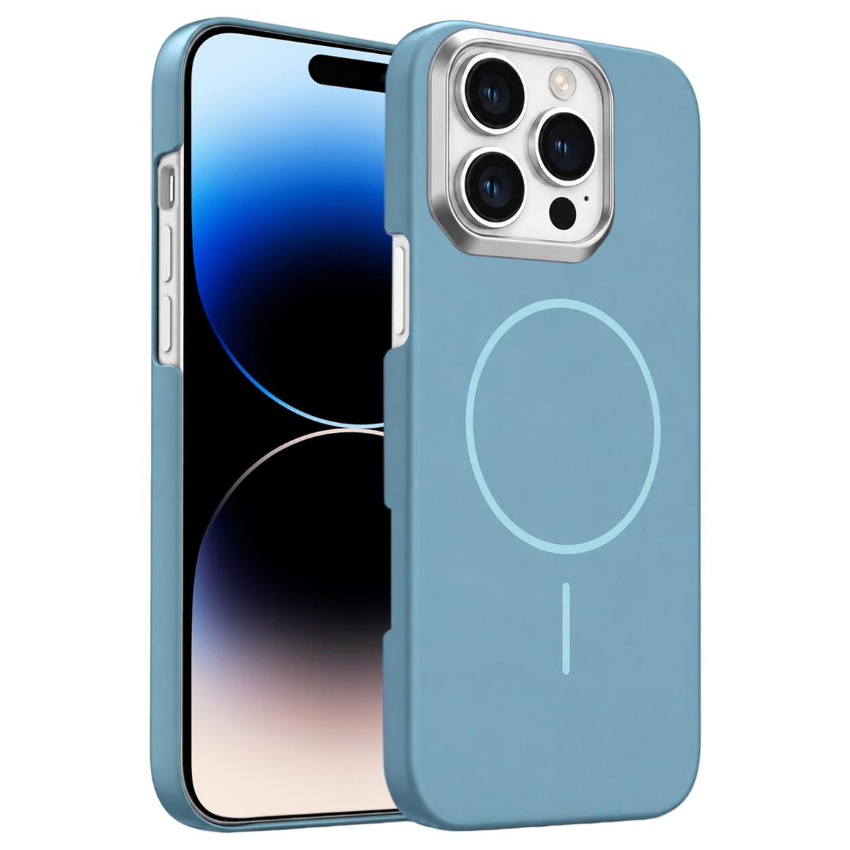 For iPhone 14 Pro Max Gold Armor PC Thin Circle MagSafe Shockproof Phone Case - Ocean Blue - EDA009692714G