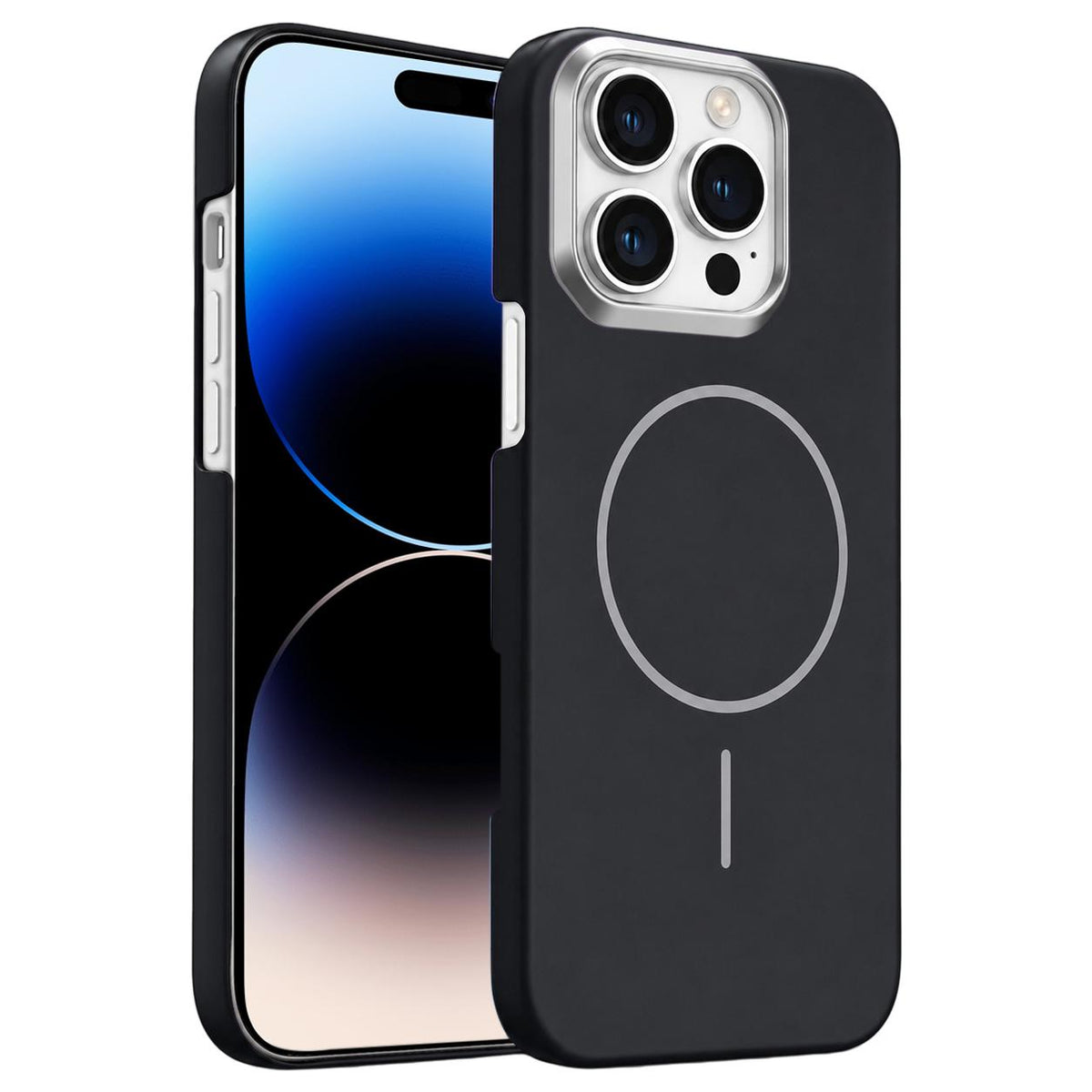 For iPhone 14 Pro Max Gold Armor PC Thin Circle MagSafe Shockproof Phone Case - Black - EDA009692714I