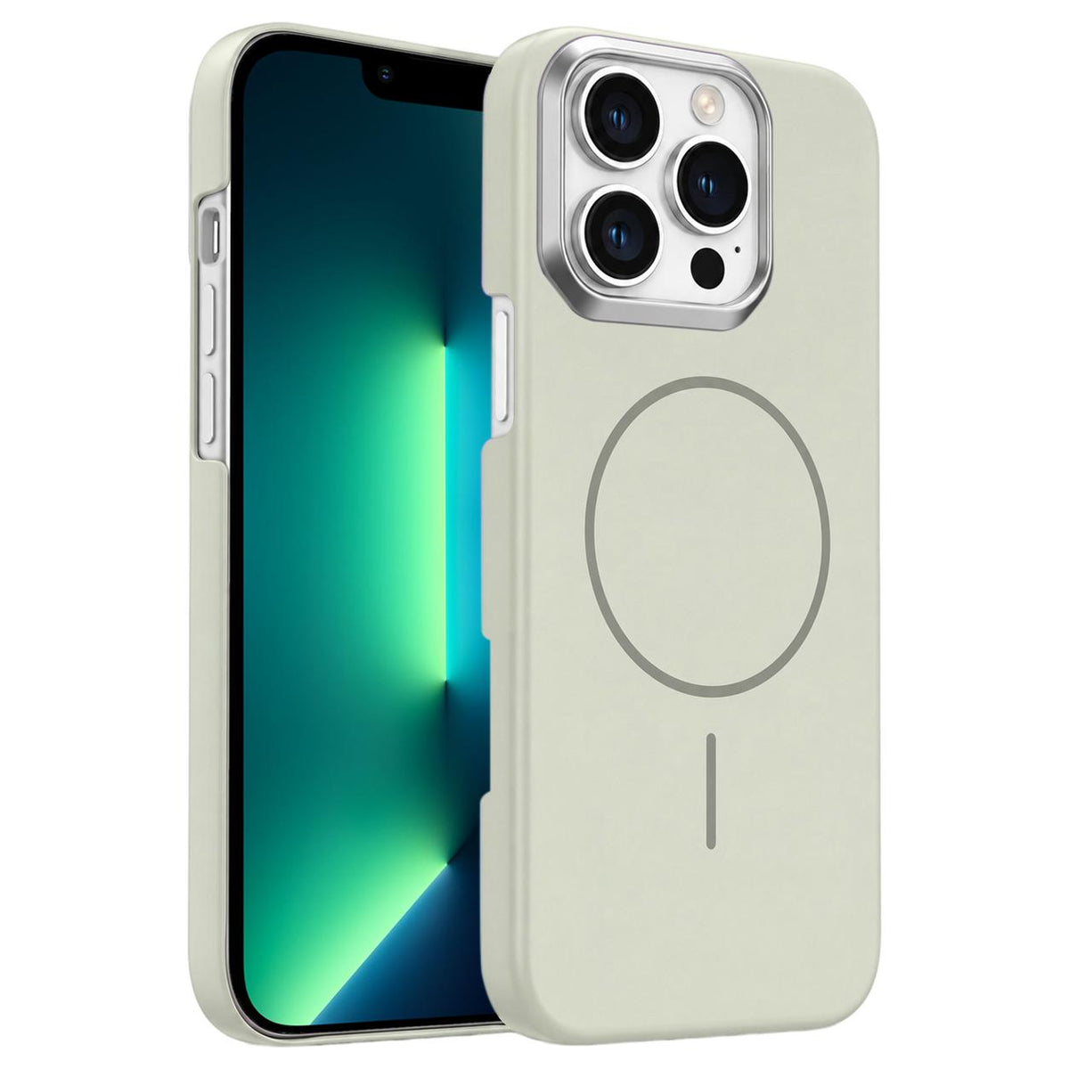 For iPhone 13 Pro Max Gold Armor PC Thin Circle MagSafe Shockproof Phone Case - Summit Stone - EDA009692715B