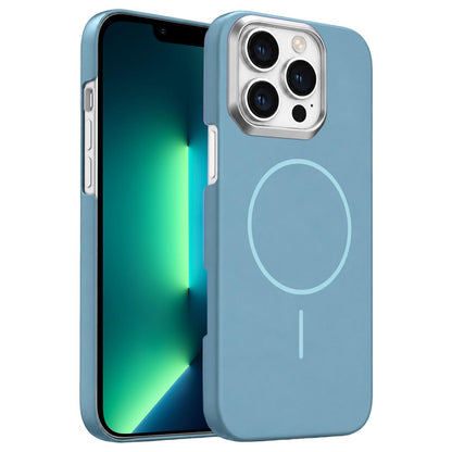 For iPhone 13 Pro Max Gold Armor PC Thin Circle MagSafe Shockproof Phone Case - Ocean Blue - EDA009692715G