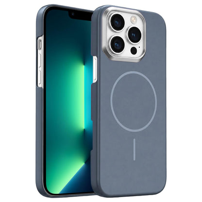 For iPhone 13 Pro Max Gold Armor PC Thin Circle MagSafe Shockproof Phone Case - Carbon Grey - EDA009692715H