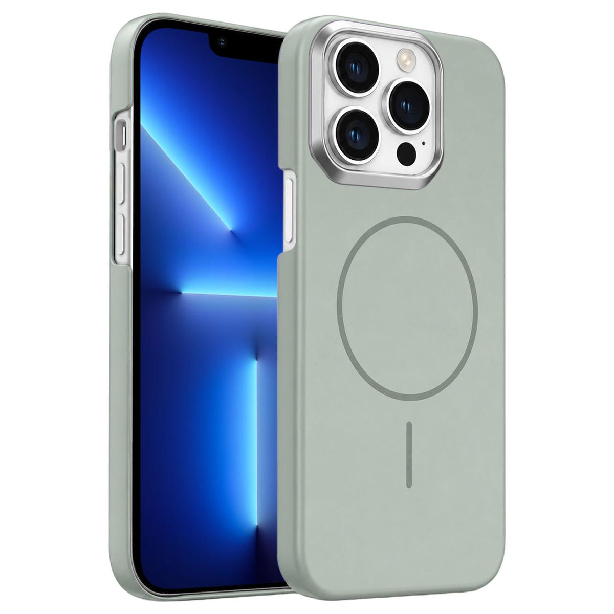 For iPhone 13 Pro Gold Armor PC Thin Circle MagSafe Shockproof Phone Case - Titanium Gray - EDA009692716C