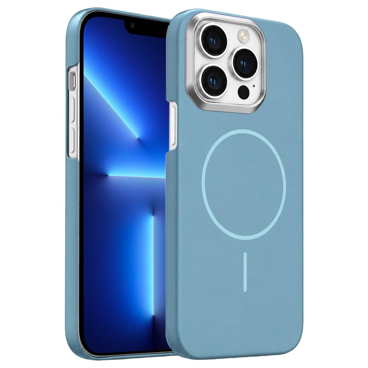 For iPhone 13 Pro Gold Armor PC Thin Circle MagSafe Shockproof Phone Case - Ocean Blue - EDA009692716G