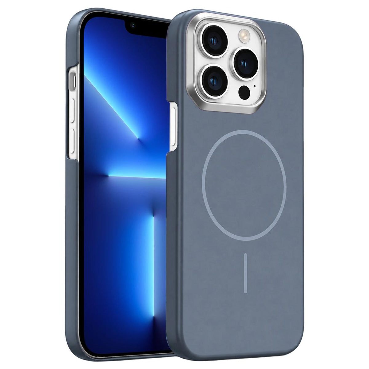 For iPhone 13 Pro Gold Armor PC Thin Circle MagSafe Shockproof Phone Case - Carbon Grey - EDA009692716H