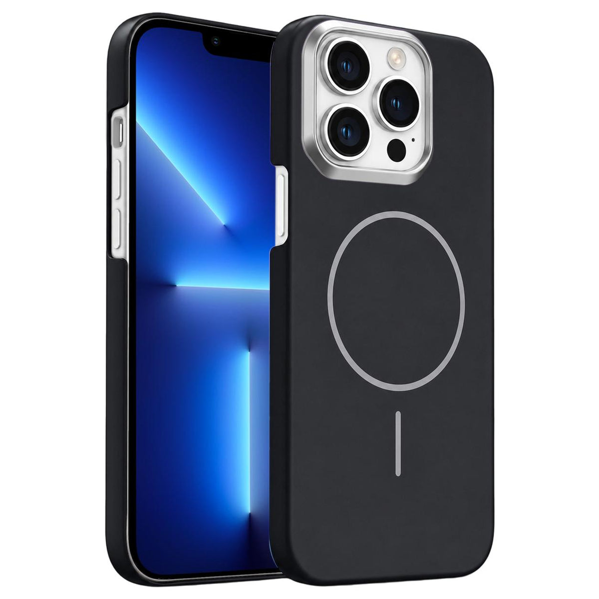 For iPhone 13 Pro Gold Armor PC Thin Circle MagSafe Shockproof Phone Case - Black - EDA009692716I