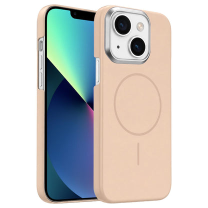 For iPhone 13 Gold Armor PC Thin Circle MagSafe Shockproof Phone Case - Desert Gold - EDA009692717D