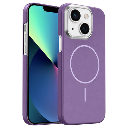 For iPhone 13 Gold Armor PC Thin Circle MagSafe Shockproof Phone Case - Purple - EDA009692717F