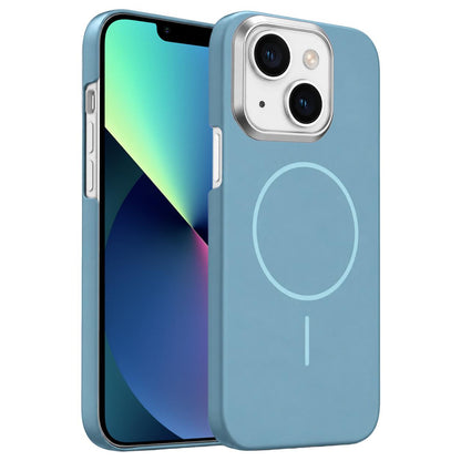 For iPhone 13 Gold Armor PC Thin Circle MagSafe Shockproof Phone Case - Ocean Blue - EDA009692717G