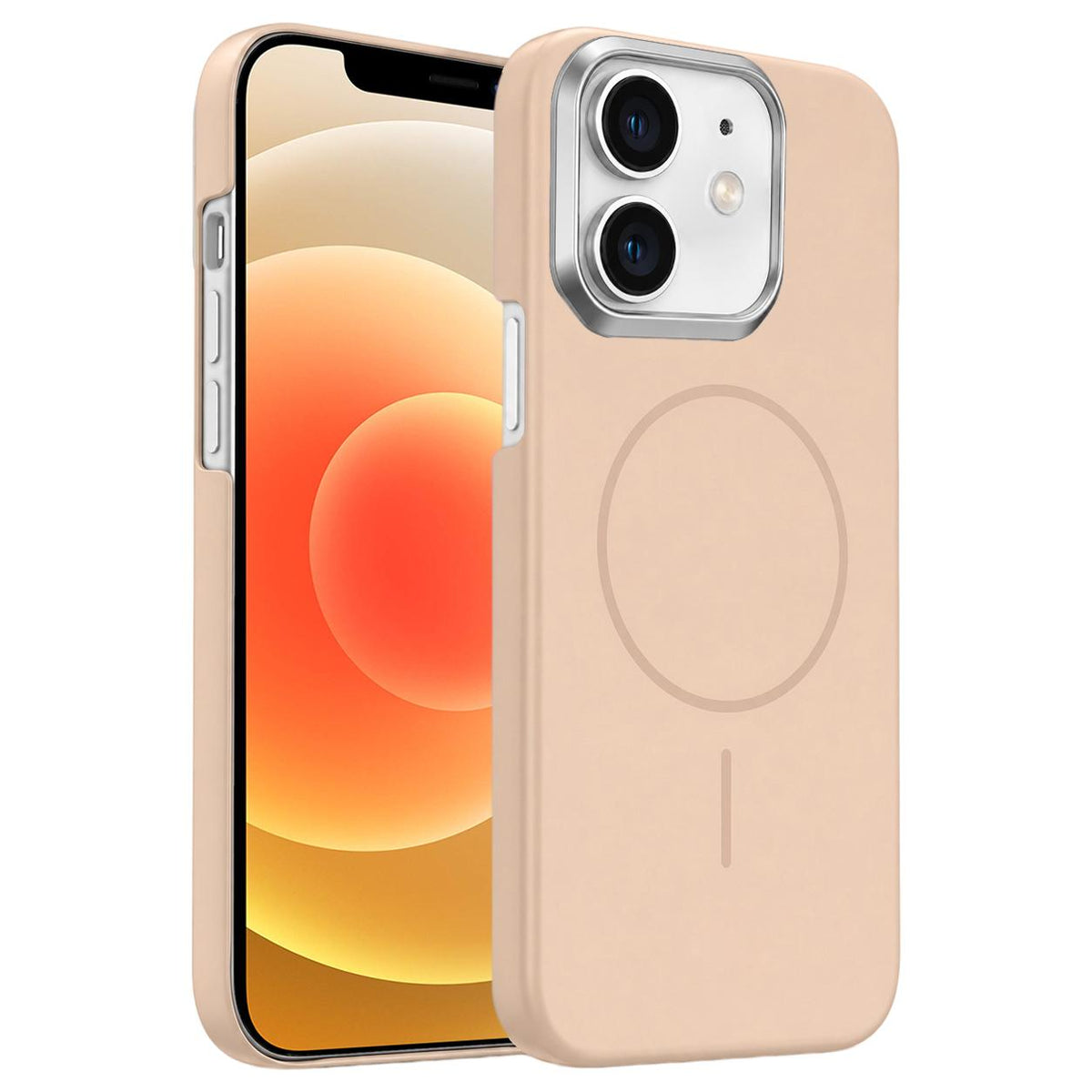 For iPhone 12 Gold Armor PC Thin Circle MagSafe Shockproof Phone Case - Desert Gold - EDA009692718D