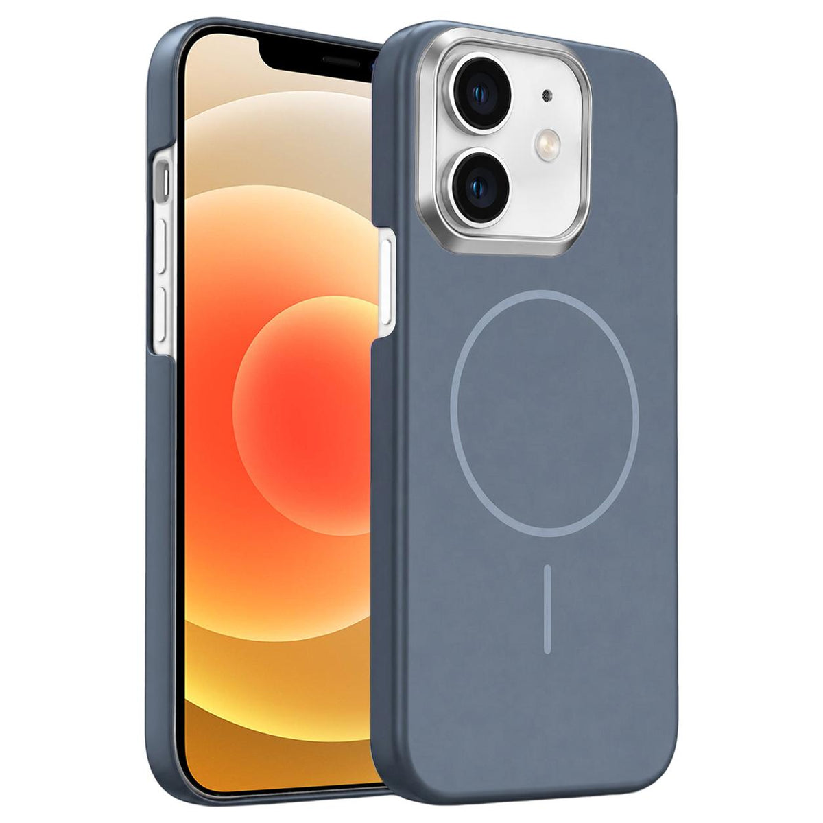 For iPhone 12 Gold Armor PC Thin Circle MagSafe Shockproof Phone Case - Carbon Grey - EDA009692718H