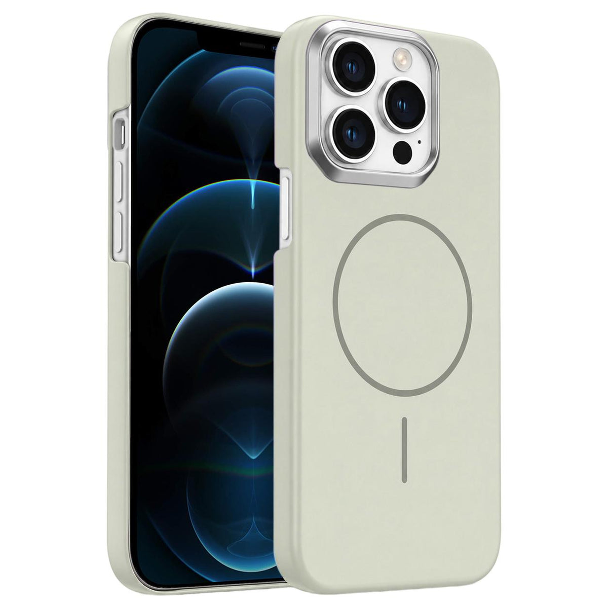 For iPhone 12 Pro Max Gold Armor PC Thin Circle MagSafe Shockproof Phone Case - Summit Stone - EDA009692719B