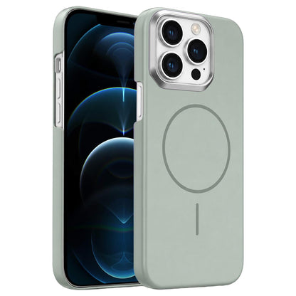 For iPhone 12 Pro Max Gold Armor PC Thin Circle MagSafe Shockproof Phone Case - Titanium Gray - EDA009692719C
