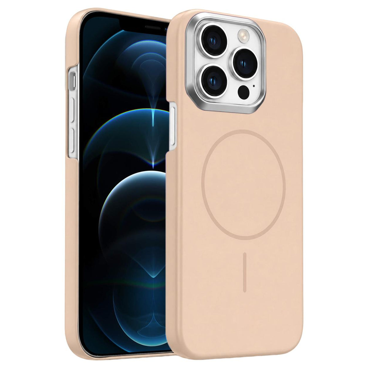 For iPhone 12 Pro Max Gold Armor PC Thin Circle MagSafe Shockproof Phone Case - Desert Gold - EDA009692719D