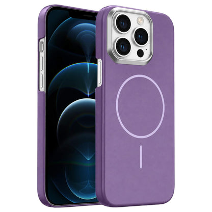 For iPhone 12 Pro Max Gold Armor PC Thin Circle MagSafe Shockproof Phone Case - Purple - EDA009692719F