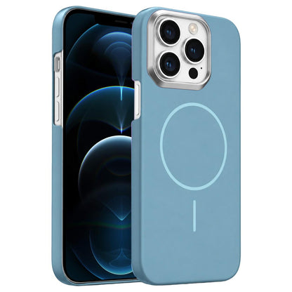 For iPhone 12 Pro Max Gold Armor PC Thin Circle MagSafe Shockproof Phone Case - Ocean Blue - EDA009692719G