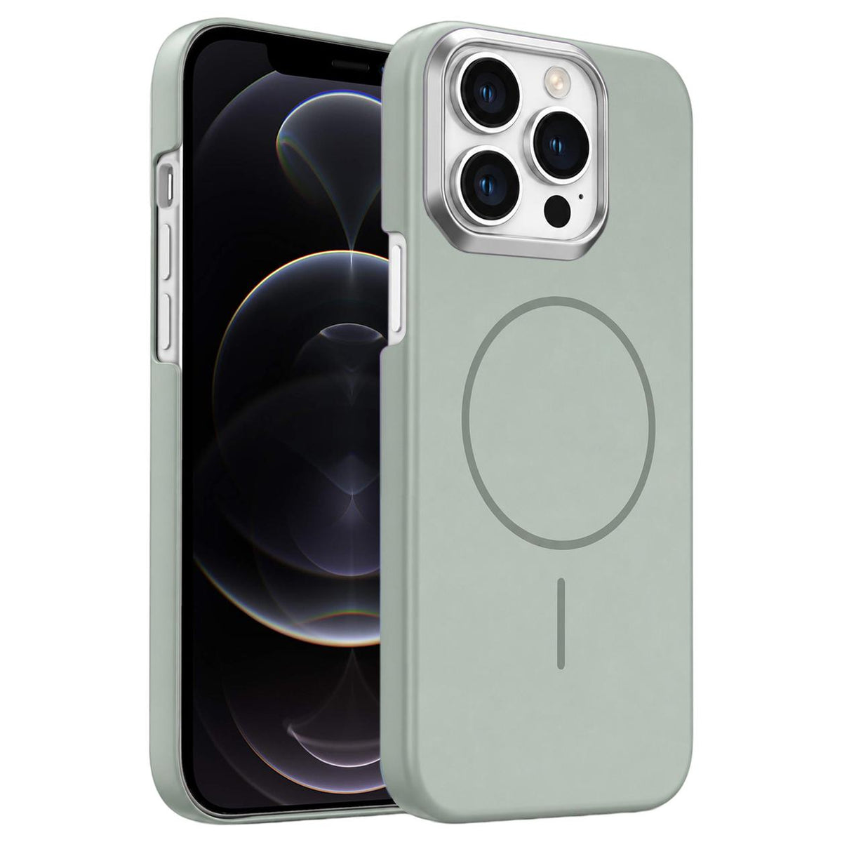 For iPhone 12 Pro Gold Armor PC Thin Circle MagSafe Shockproof Phone Case - Titanium Gray - EDA009692720C