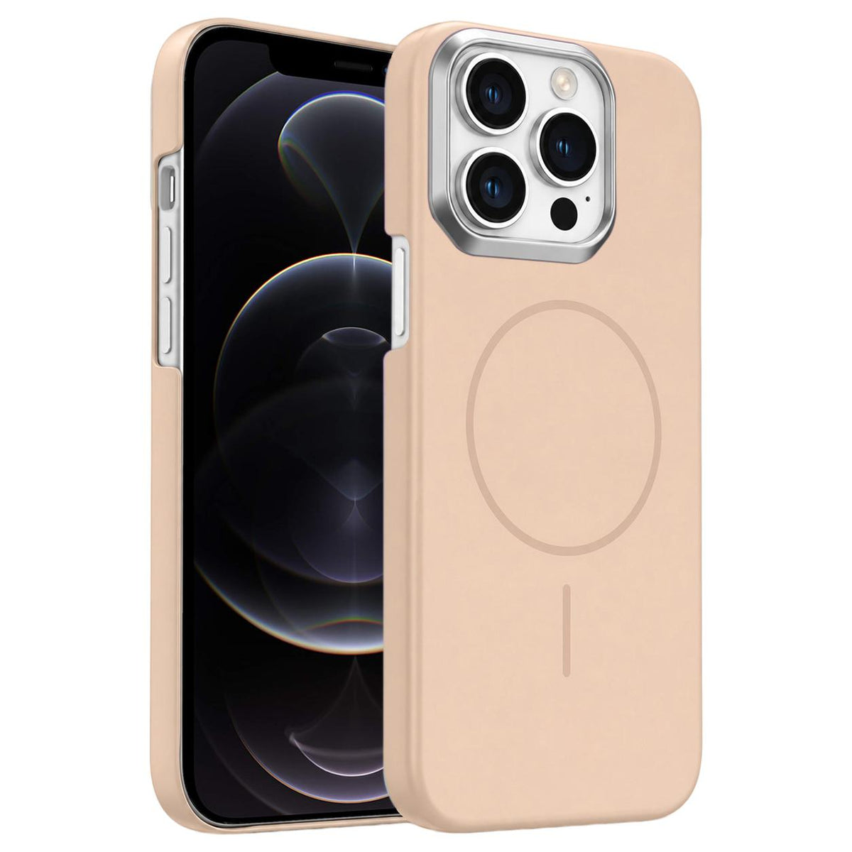 For iPhone 12 Pro Gold Armor PC Thin Circle MagSafe Shockproof Phone Case - Desert Gold - EDA009692720D