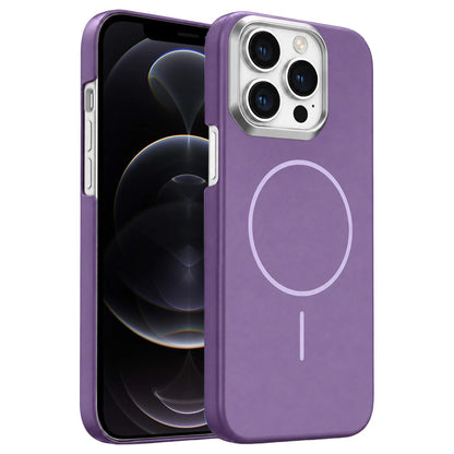 For iPhone 12 Pro Gold Armor PC Thin Circle MagSafe Shockproof Phone Case - Purple - EDA009692720F