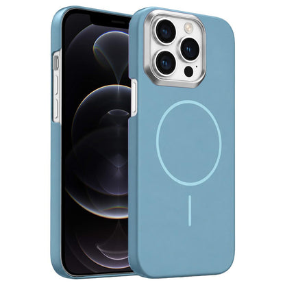 For iPhone 12 Pro Gold Armor PC Thin Circle MagSafe Shockproof Phone Case - Ocean Blue - EDA009692720G