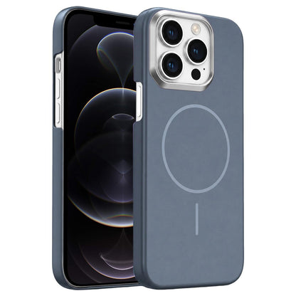 For iPhone 12 Pro Gold Armor PC Thin Circle MagSafe Shockproof Phone Case - Carbon Grey - EDA009692720H