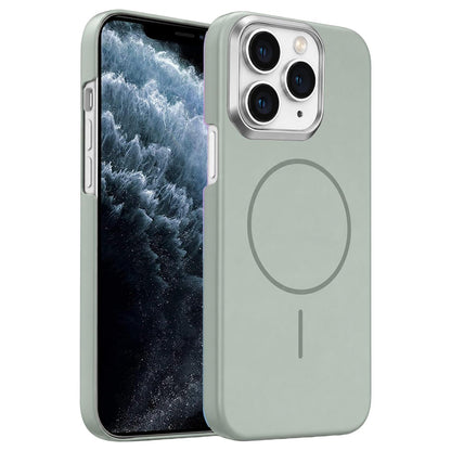 For iPhone 11 Pro Max Gold Armor PC Thin Circle MagSafe Shockproof Phone Case - Titanium Gray - EDA009692721C
