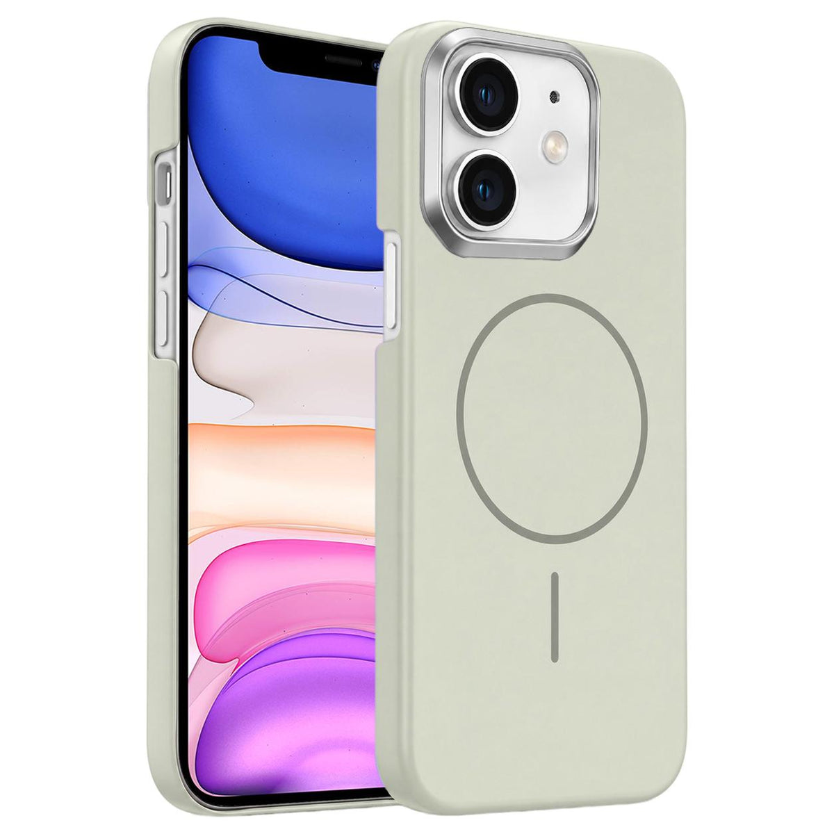 For iPhone 11 Gold Armor PC Thin Circle MagSafe Shockproof Phone Case - Summit Stone - EDA009692722B