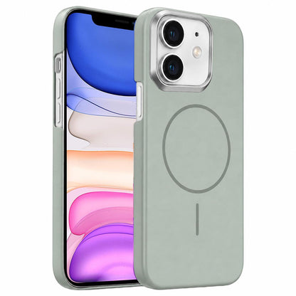For iPhone 11 Gold Armor PC Thin Circle MagSafe Shockproof Phone Case - Titanium Gray - EDA009692722C