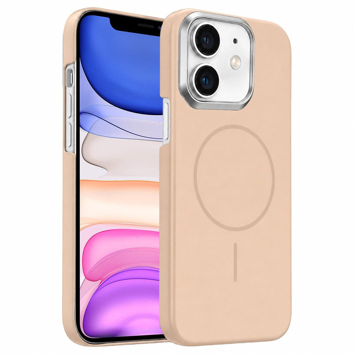 For iPhone 11 Gold Armor PC Thin Circle MagSafe Shockproof Phone Case - Desert Gold - EDA009692722D